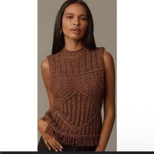 Anthropologie Pilcro Shimmering Brown Knit Top
